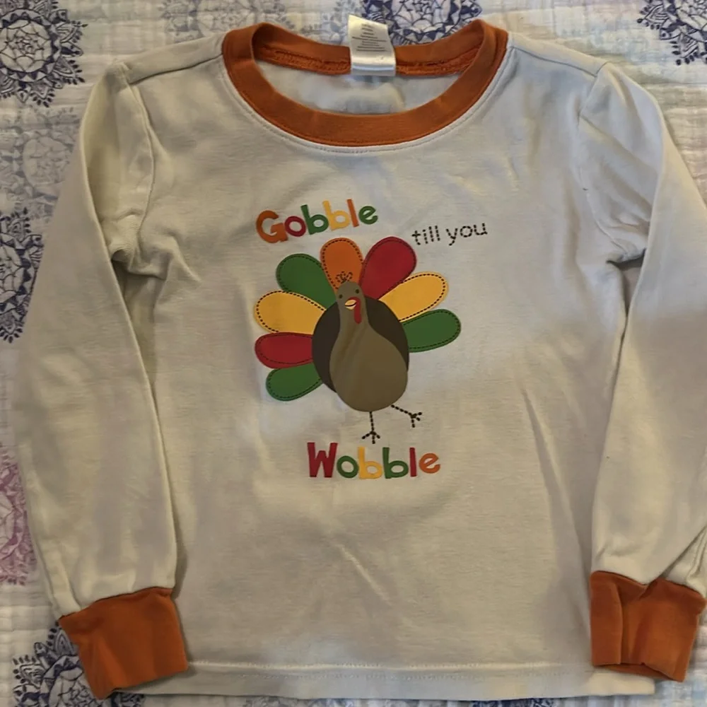 Kids Orange & Cream Thanksgiving Turkey Pajama Set